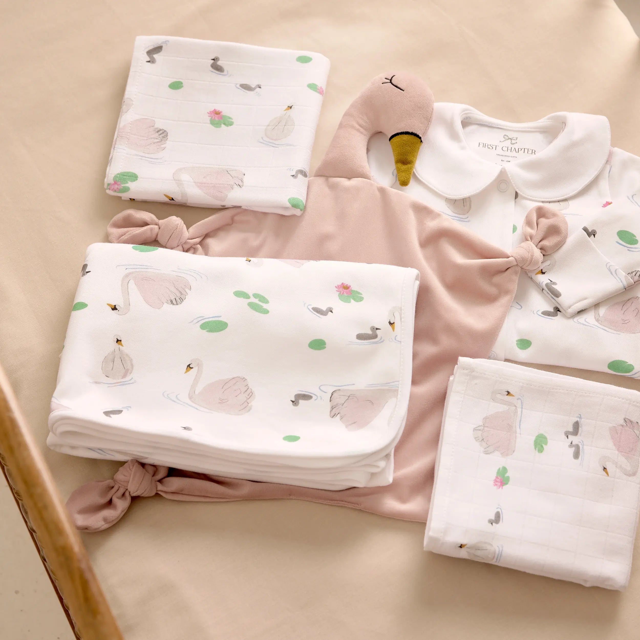 First greetings - Swan & Cygnet - organic cotton baby product by First Chapter Co