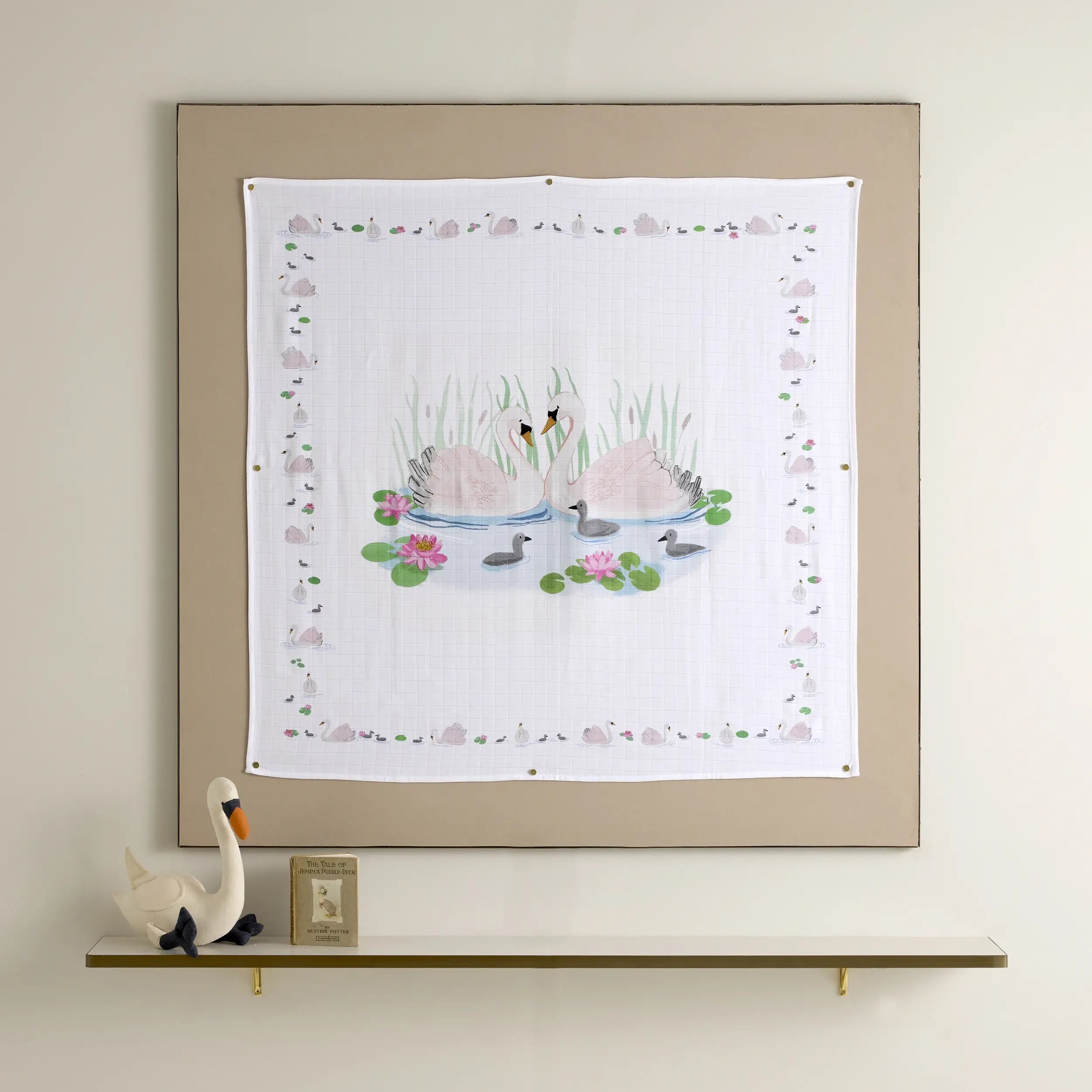 Swan & Cygnet Coverlet - organic cotton baby product by First Chapter Co